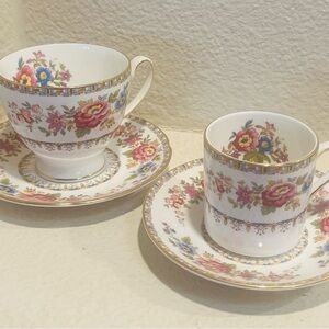 Vintage Royal Grafton Made in England 4 piece Floral Teacup and Saucer Set